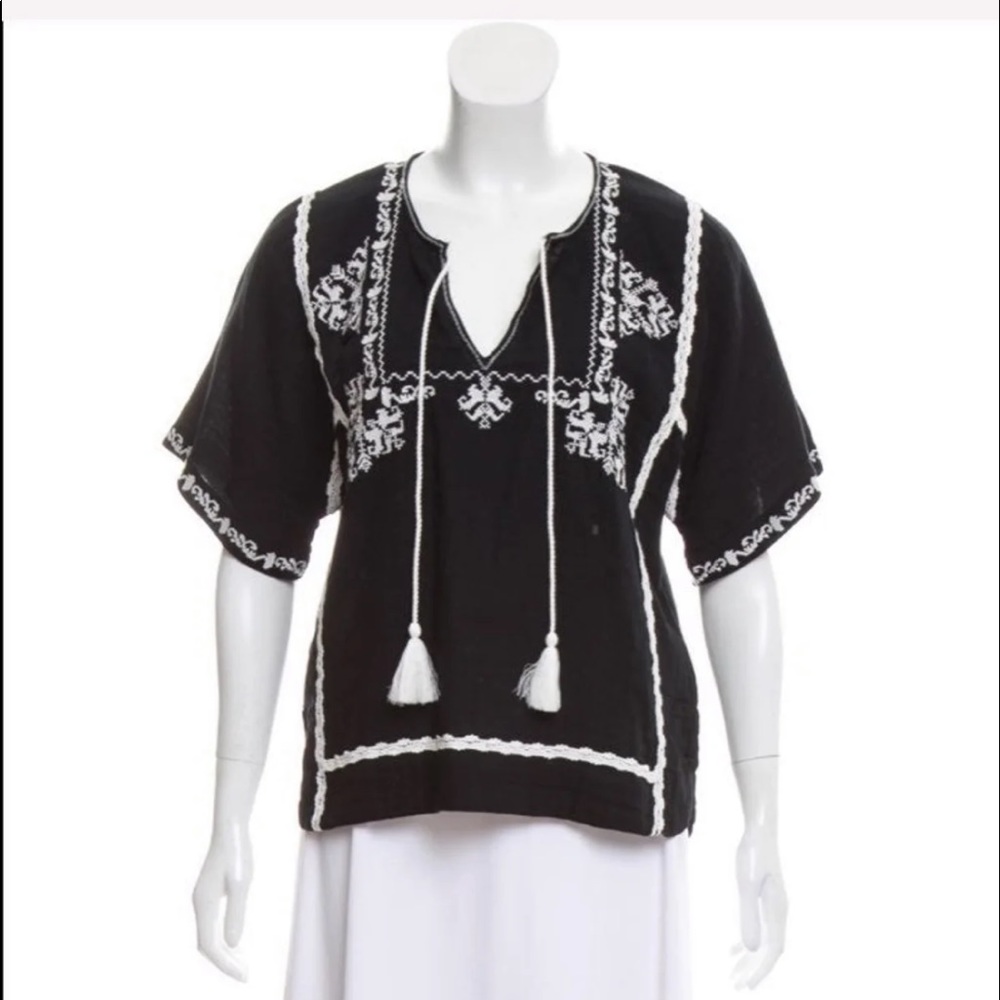 Ella Moss Embroidered Short Sleeve Top